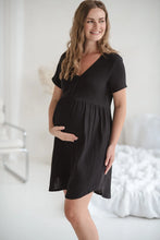 Lade das Bild in den Galerie-Viewer, Aurora Musselin-Nachthemd | Schwarz