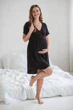 Lade das Bild in den Galerie-Viewer, Aurora Musselin-Nachthemd | Schwarz