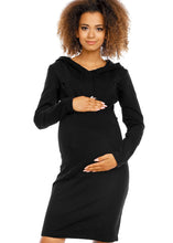 Naložite sliko v pregledovalnik galerije, Nosečniška obleka s kapuco - Črna
