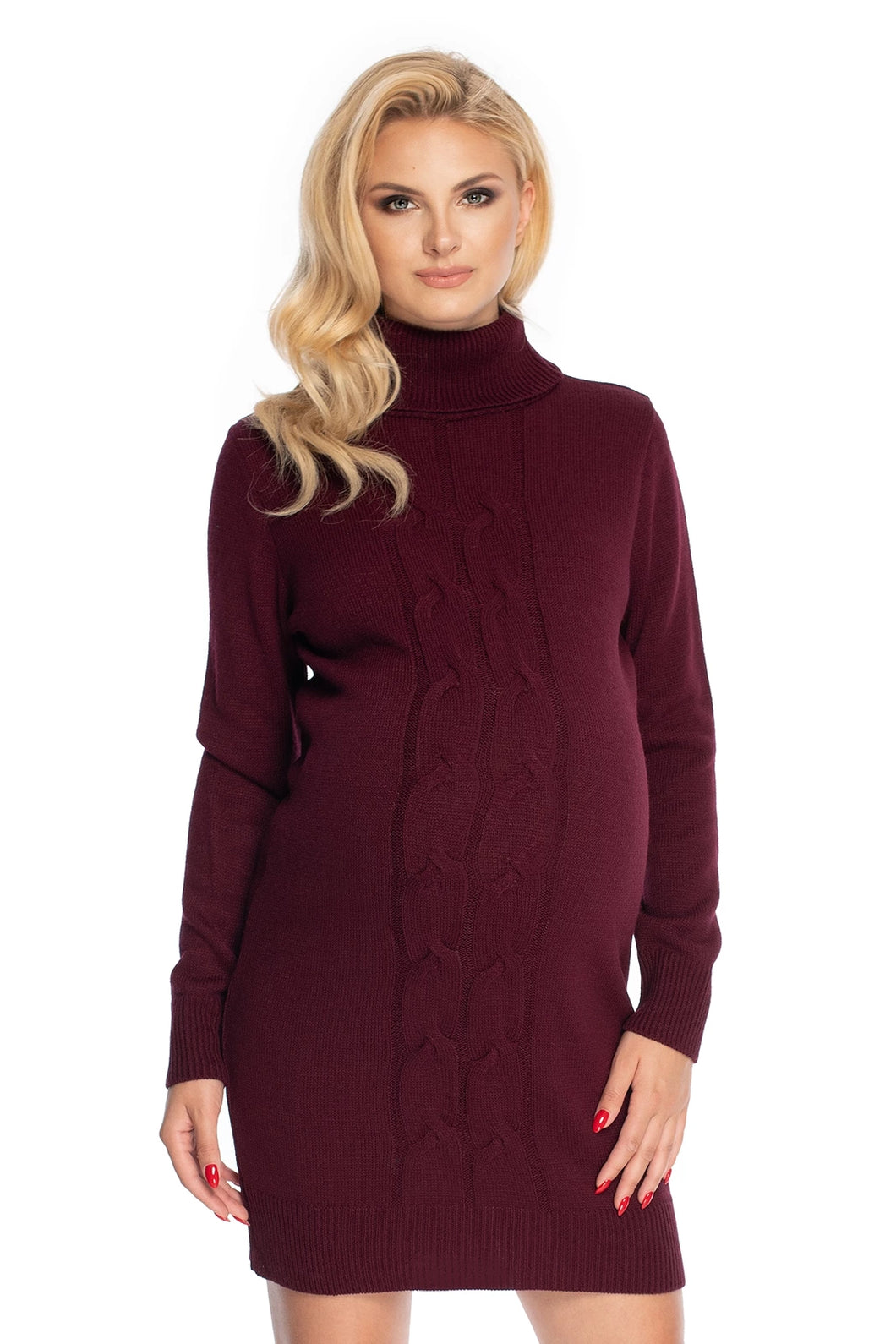 Nosečniška pletena obleka - Bordo