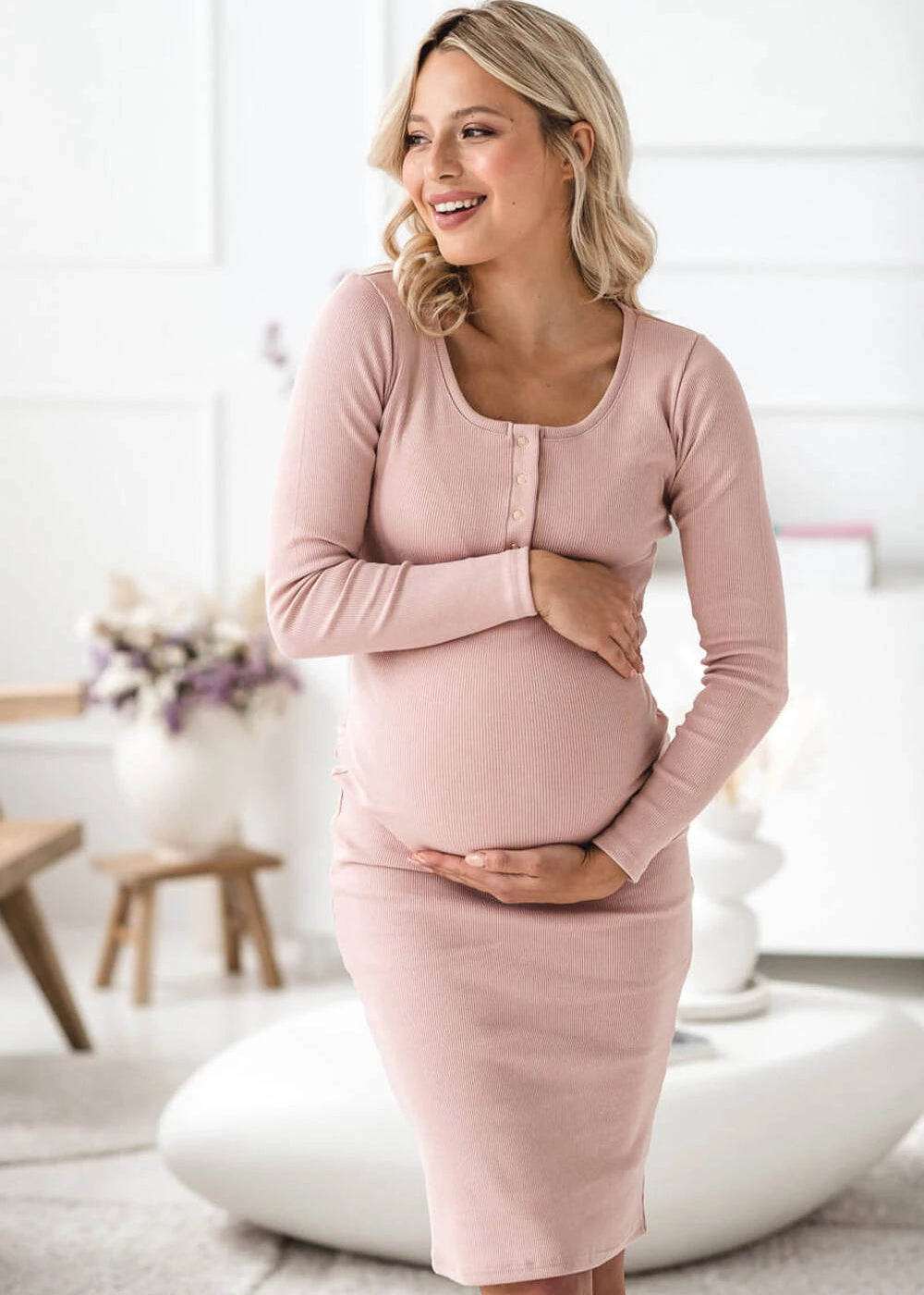 Nosečniška obleka Tummy | Puder